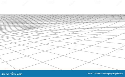 Vector Perspective Grid Detailed Lines On White Background Stock