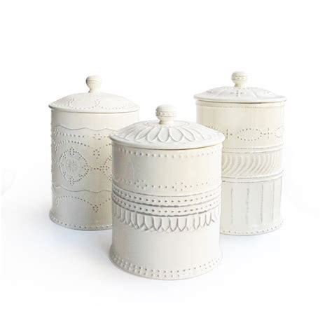 Practical And Gorgeous Gabrielle White 3 Piece Ceramic Canister Set You