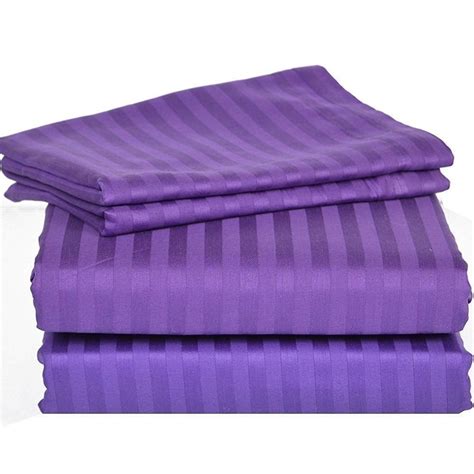 Comfy Stripe Sheet Set Purple Sateen Striped Sheets Sheet Sets Queen