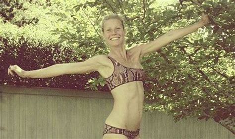 Jumping For Joy Gwyneth Paltrow Shows Off Her Enviable Flat Tummy In