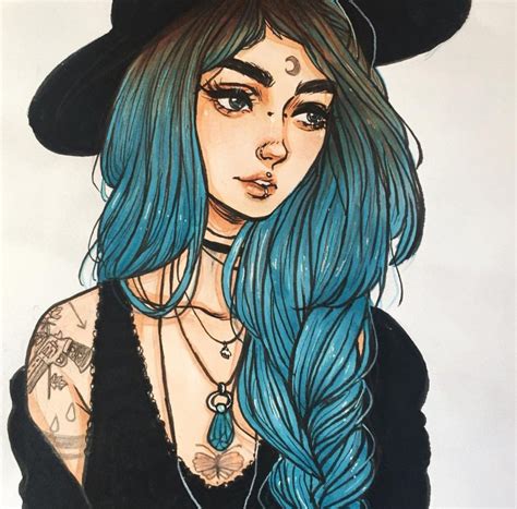 Witch Drawing Girl Drawing Foto Fantasy Tatoo Art Modern Witch