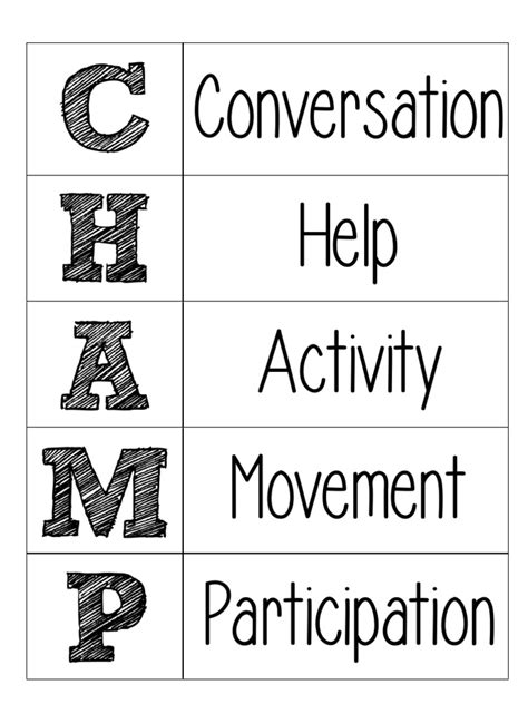 c h a m p conversation help activity movement participation pdf
