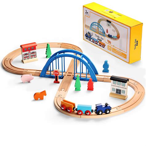 Buy Sainsmart Jr Wooden Train Set 34pcs Figure 8 For Toddlers Kids