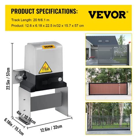 Vevor Sliding Gate Opener Ac1400 3100lbs With 2 Remote Controls Gate Operator Hardware Kit For