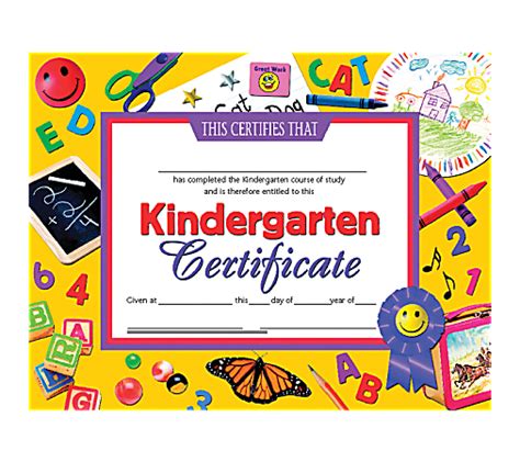 Hayes Publishing Certificates Kindergarten 8 12 X 11 Multicolor Pack Of