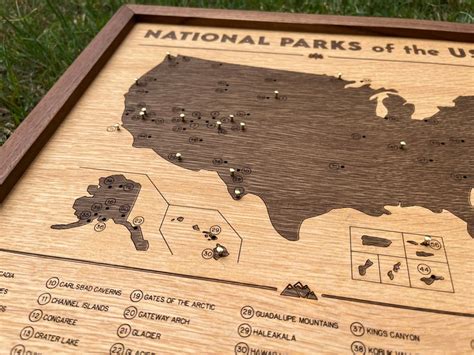 National Parks Push Pin Map 16 X 16 Wooden Travel Map Of United States