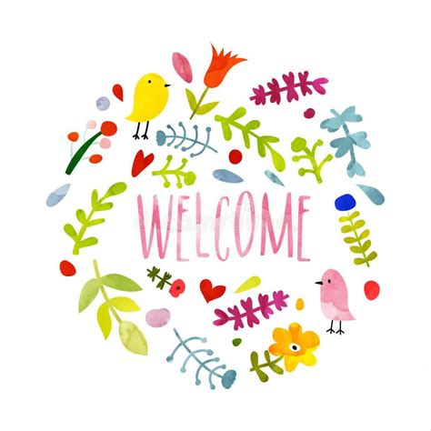 Colorful Hand Drawn Doodle Welcome Card Stock Illustration