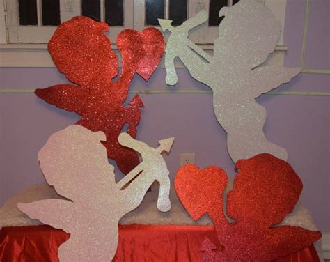 Valentines Day Glittered Cupid Outdoor Yard Decorations Glittered