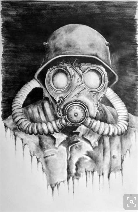 A Drawing Of A Man Wearing A Gas Mask
