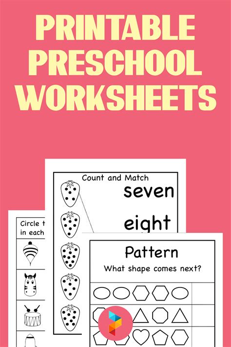Printable Prek Worksheet
