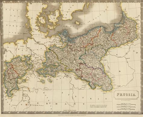A Map Of Prussia By Sidney Hall 1827 Map Vintage Wall Art
