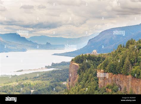 Columbia River Gorge View Of Crown Point And The Vista House In The