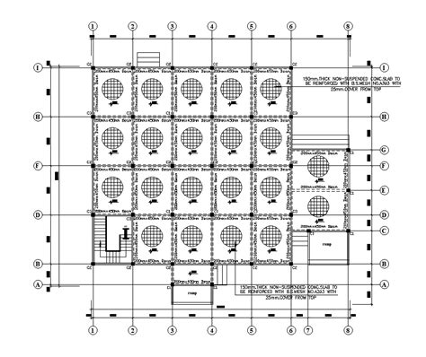 Column And Beam Layout Of 14x19m Work Shop Building In This Autocad