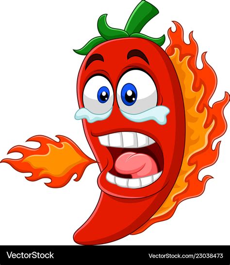 Cartoon Chili Pepper Breathing Fire Royalty Free Vector