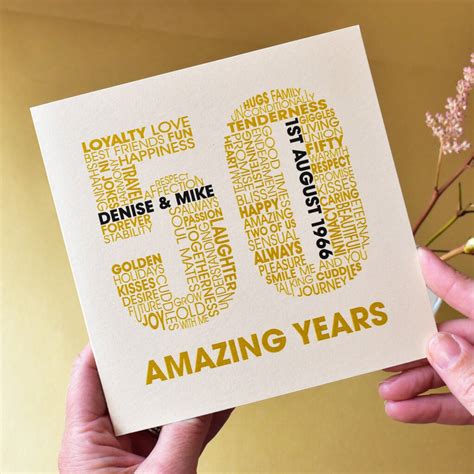 Personalised Golden 50th Wedding Anniversary Card By mrs L cards