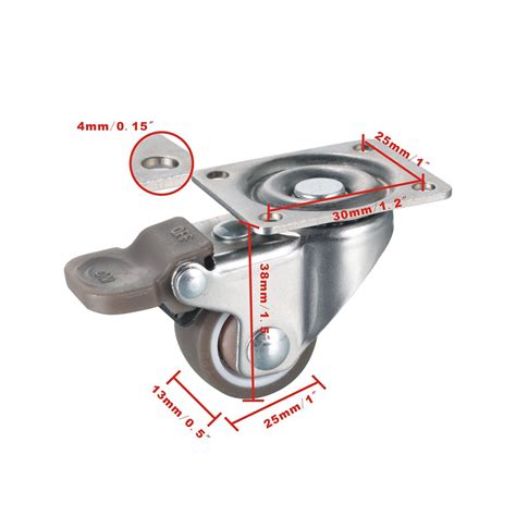 Bayite 4 Pack 1 Low Profile Casters Wheels Soft Rubber Swivel Caster