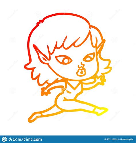 A Creative Warm Gradient Line Drawing Pretty Cartoon Elf