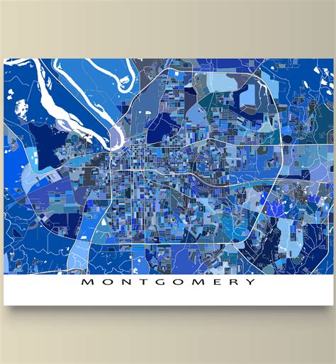 Montgomery Alabama Usa City Map Print Map Print Map Art Map Art