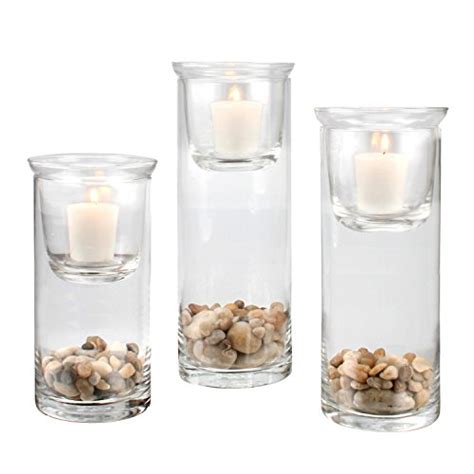 Stonebriar Cylinder Glass Hurricane Set With Removable Votive Candle