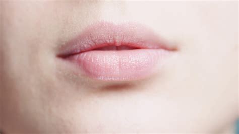 Macro Close Up Of Lips Slow Motion 120 Fps Young Woman Is Opening