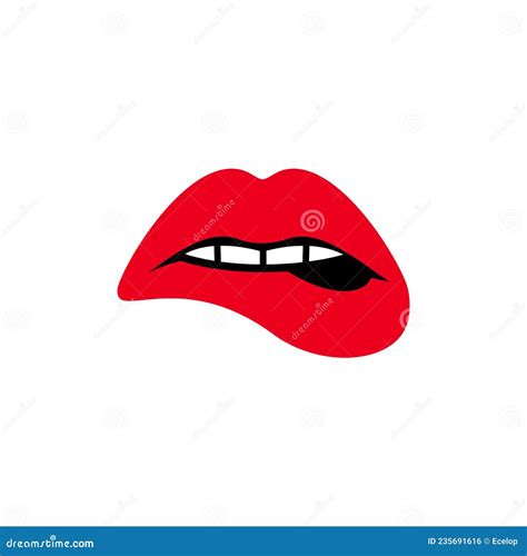 womans sensuous lips beauty open mouth biting lip stock vector illustration of selfie
