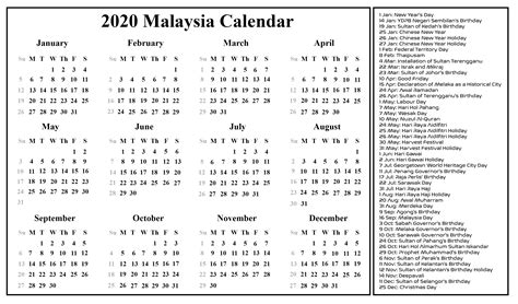 Free Printable Calendar 2021 Malaysia Public Holiday