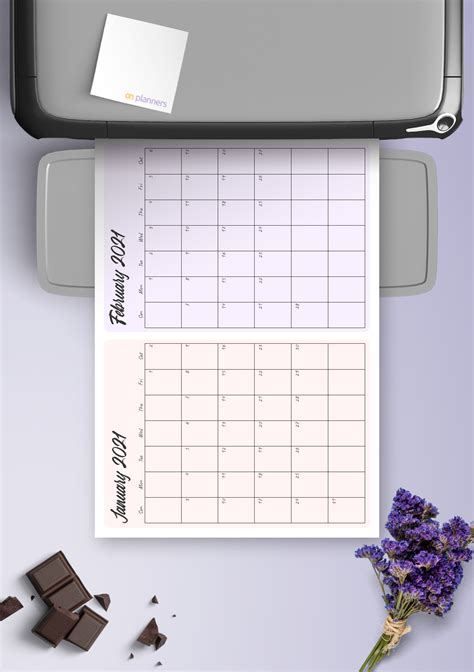 Download Printable Two Months On Page Calendar Pdf