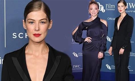 Natalie Dormer Dazzles In A Navy Satin Gown As She Joins Rosamund Pike At Glitzy Iwc Gala