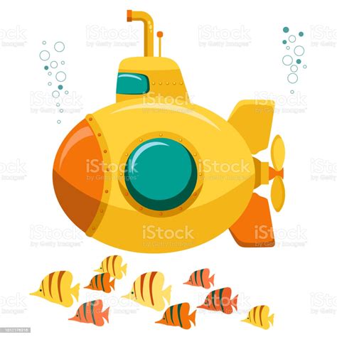 Yellow Submarine Undersea Vector Stock Illustration - Download Image