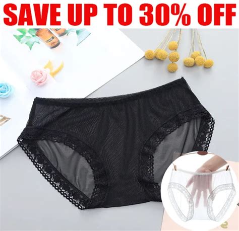 Womens See Through Lace Mesh Briefs Panties Sexy Underwear Lingerie