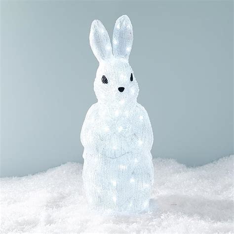 60 Led Acrylic Rabbit Easter Decorative Figure White 60 Cm