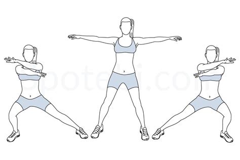 Arms Cross Side Lunge Illustrated Exercise Guide Workout Guide