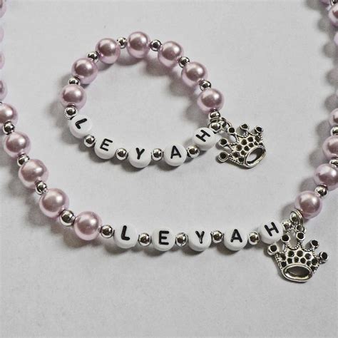 Pearl Personalized Name Necklace And Bracelet Set Jewelry For Etsy