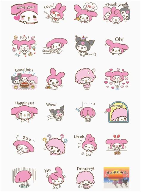 My Melody Line Stickers Sanrio Amino