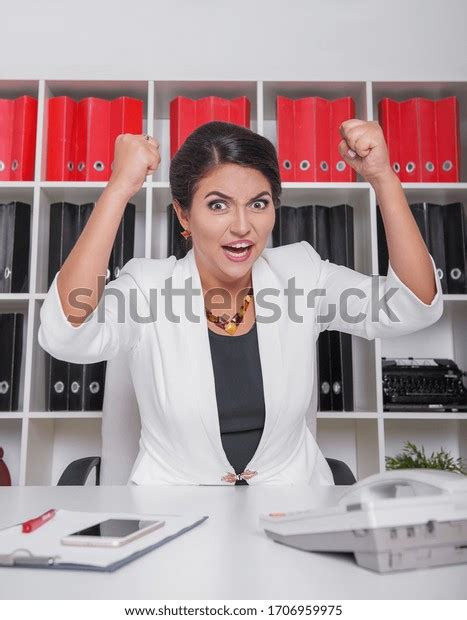 Angry Business Woman Screaming Office Dismissal Stock Photo 1706959975