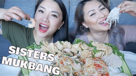 Sisters Mukbang Seafood Spicy Papaya Salad Lets Eat Sasvlogs Youtube