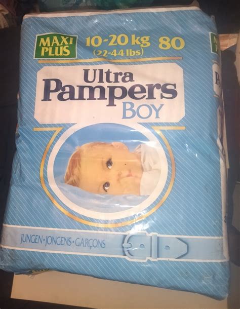 Vintage Ultra Pampers Boy Maxi Plus 10 20kg 80 Plastic Diapers Ultra