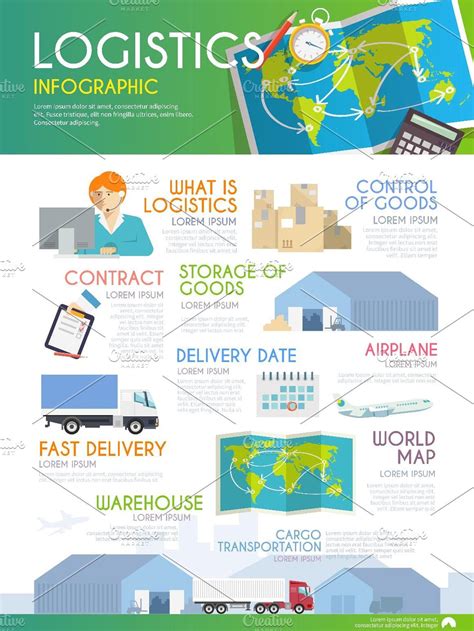 Logistics Infographic Delivery Travel Warehouse Business Export