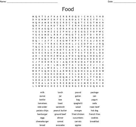 Food Word Search Puzzles Free 101 Activity