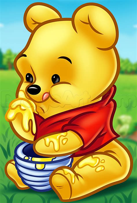 Straight under the head draw an oval. how to draw chibi winnie the pooh, pooh bear | Cute winnie ...
