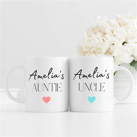 Auntie And Uncle Mug Setnew Auntie Uncle T Ideaspregnancy Etsy