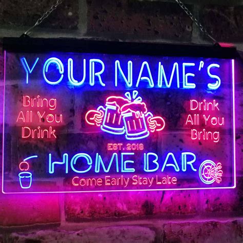Personalized Your Name Custom Home Bar Neon Signs Beer Etsy Custom Home Bars Neon Signs