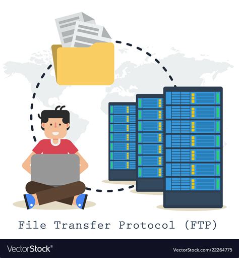 File Transfer Protocol Concept With Man Folder Vector Image