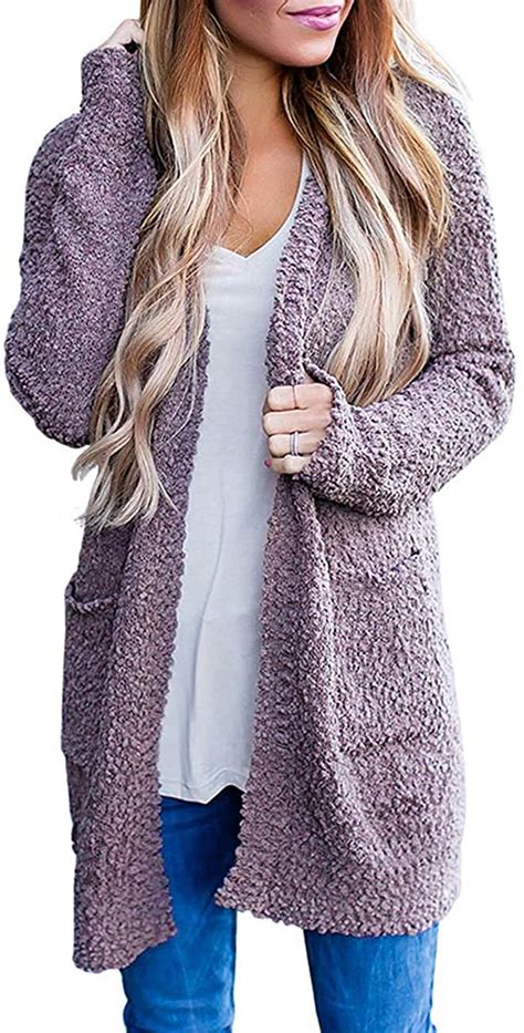 zesica women s casual long sleeve open front soft chunky knit sweater cardigan o ebay