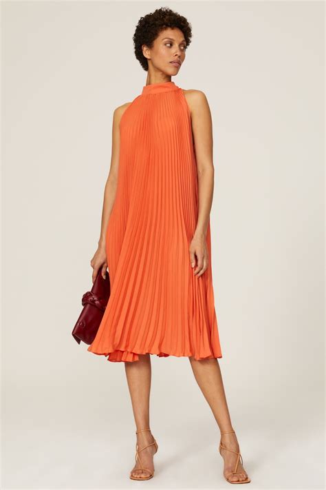 Orange Pleated Dress By Tome Collective For 40 Rent The Runway
