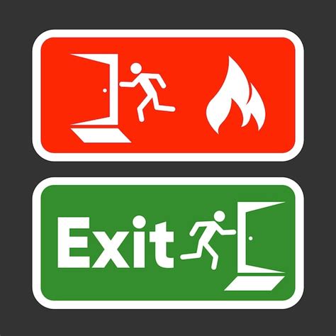 Premium Vector Exit Fire Signs Set Emergency Exit Man Figure Running