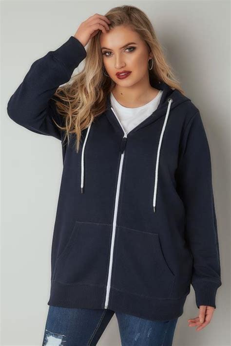Navy And White Zip Through Hoodie Plus Size 16 To 36 Yours Clothing