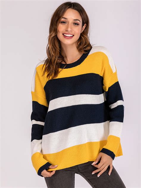 Chic Striped Long Sleeves Sweater Wholesale7 Blog Latest Fashion News And Trends