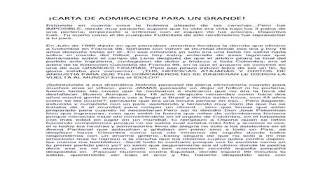Carta De Admiracion Para Un Grande Pdf Document