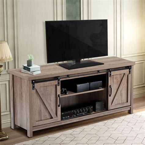 Tv Cabinet With Shelves Farmhouse Tv Stand For Tvs Up To 50 Sliding